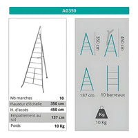 Échelle fruitière aluminium réglable 10