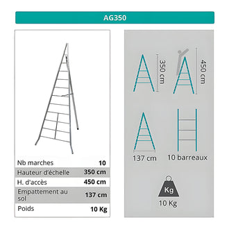 Échelle fruitière aluminium réglable 10