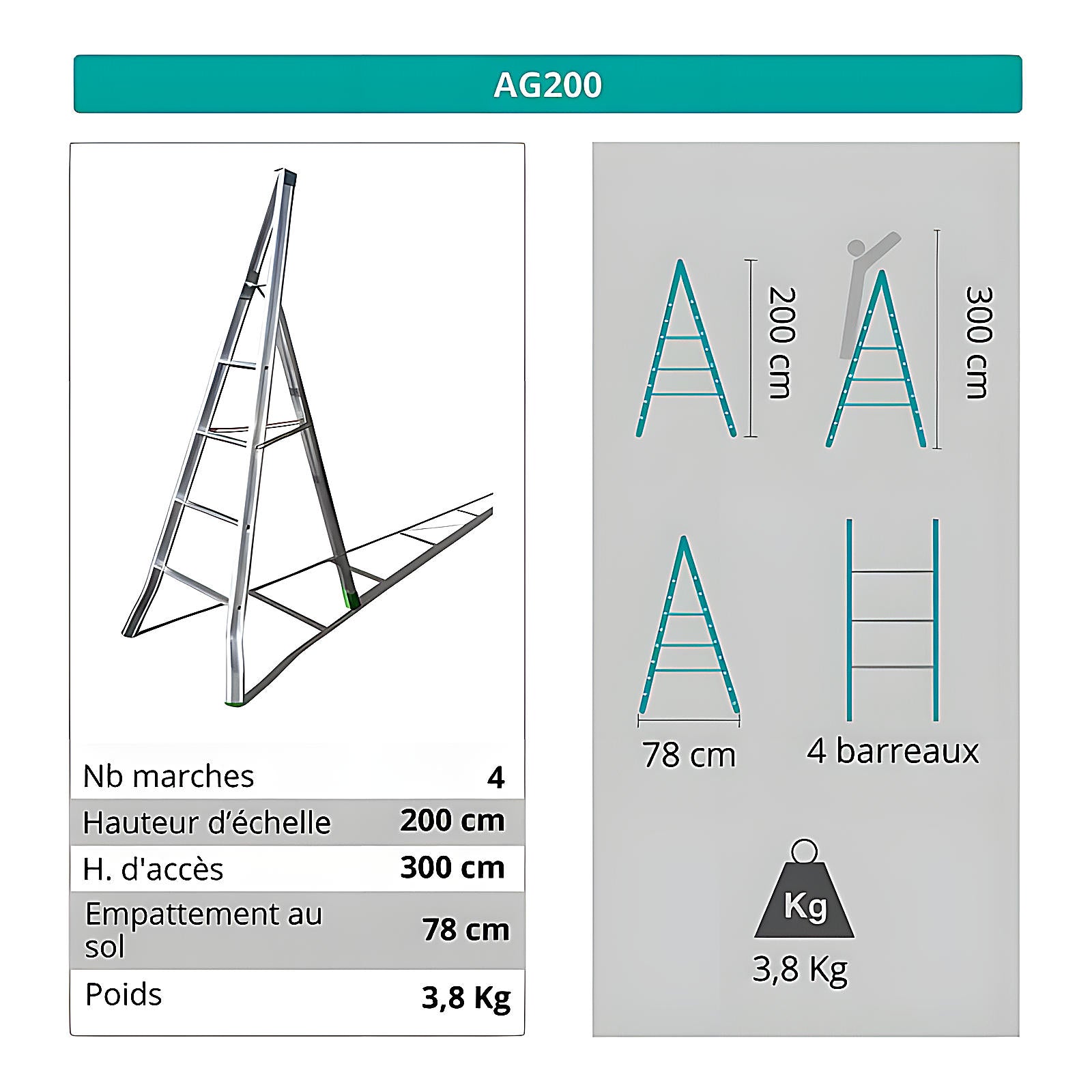 Échelle fruitière aluminium réglable 7