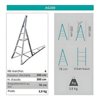 Échelle fruitière aluminium réglable 7