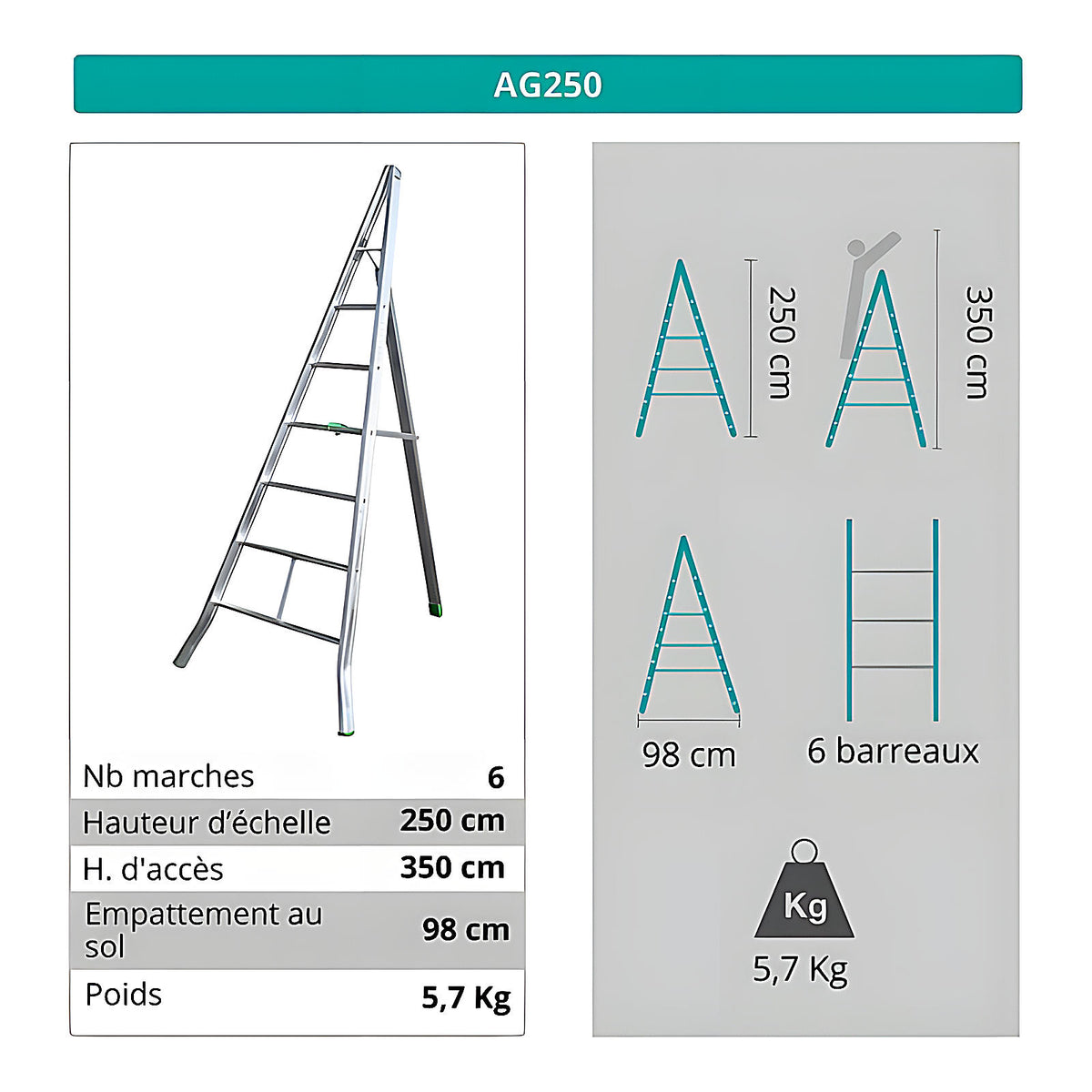Échelle fruitière aluminium réglable 8