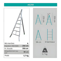 Échelle fruitière aluminium réglable 8