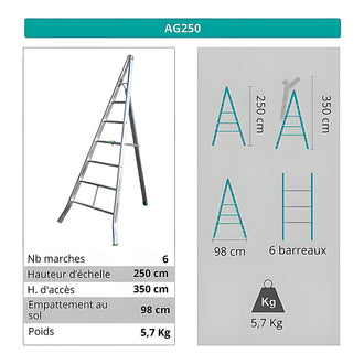 Échelle fruitière aluminium réglable 8