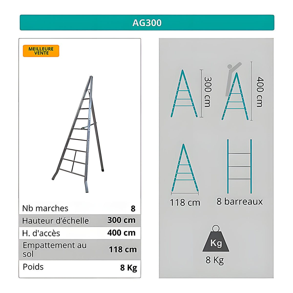 Échelle fruitière aluminium réglable 9