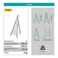 Échelle fruitière aluminium réglable 9