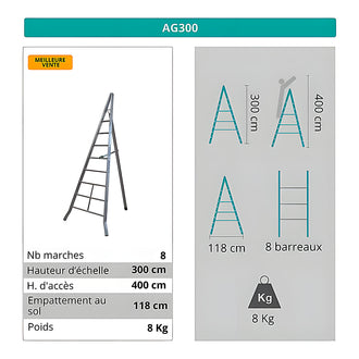 Échelle fruitière aluminium réglable 9
