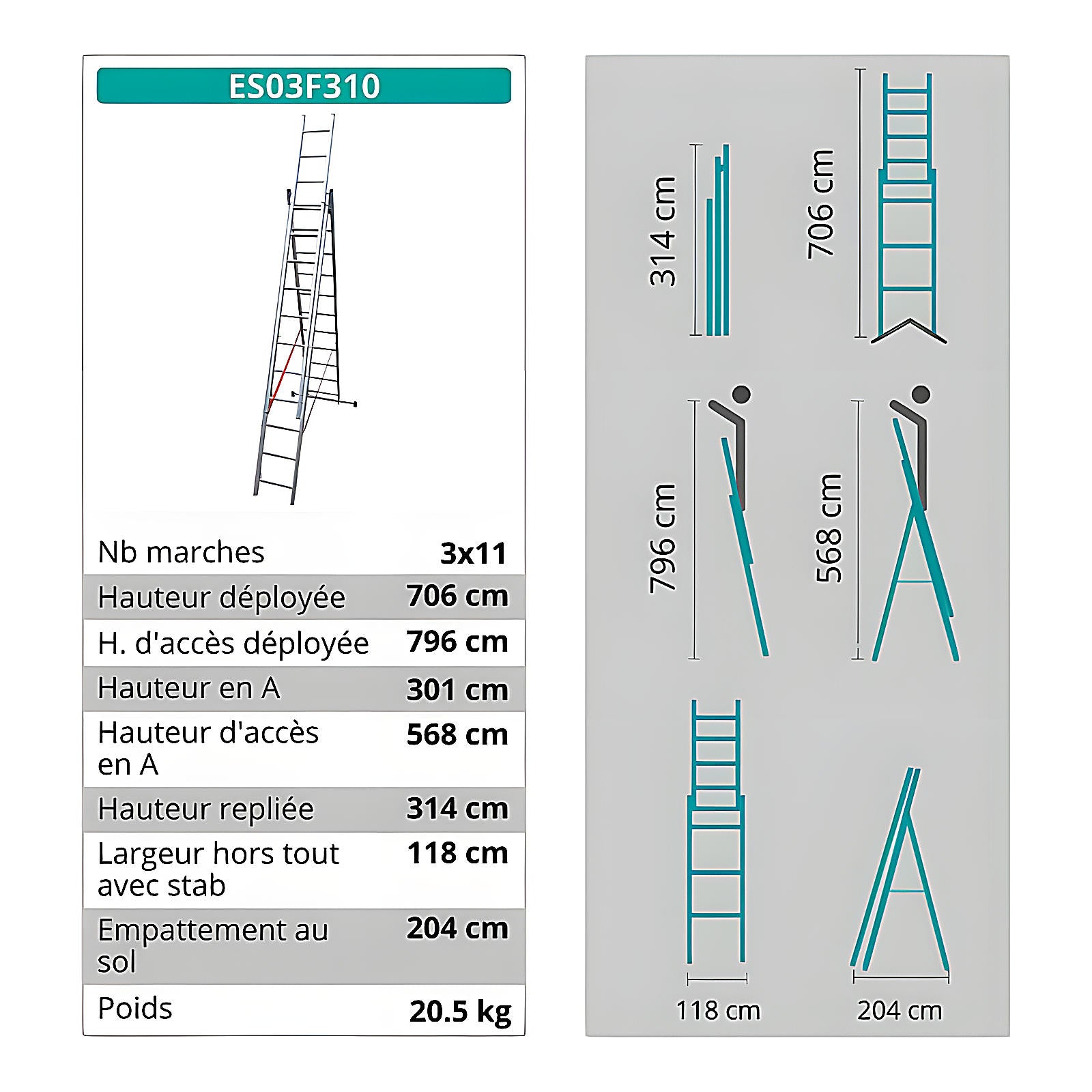 Échelle escalier 3 plans 10