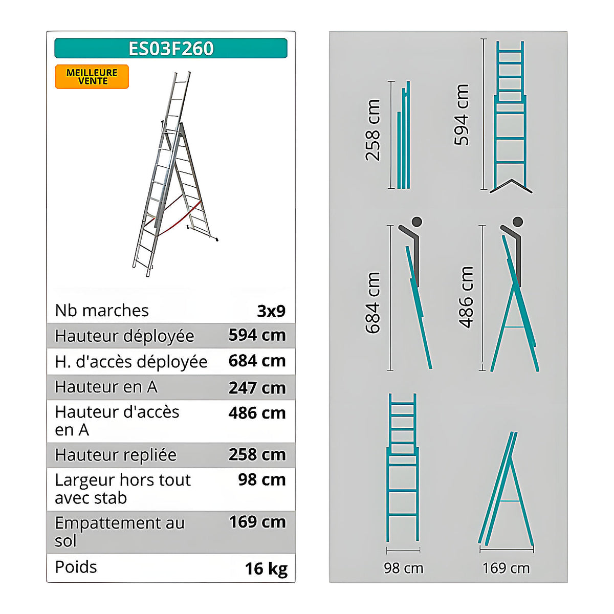 Échelle escalier 3 plans 8