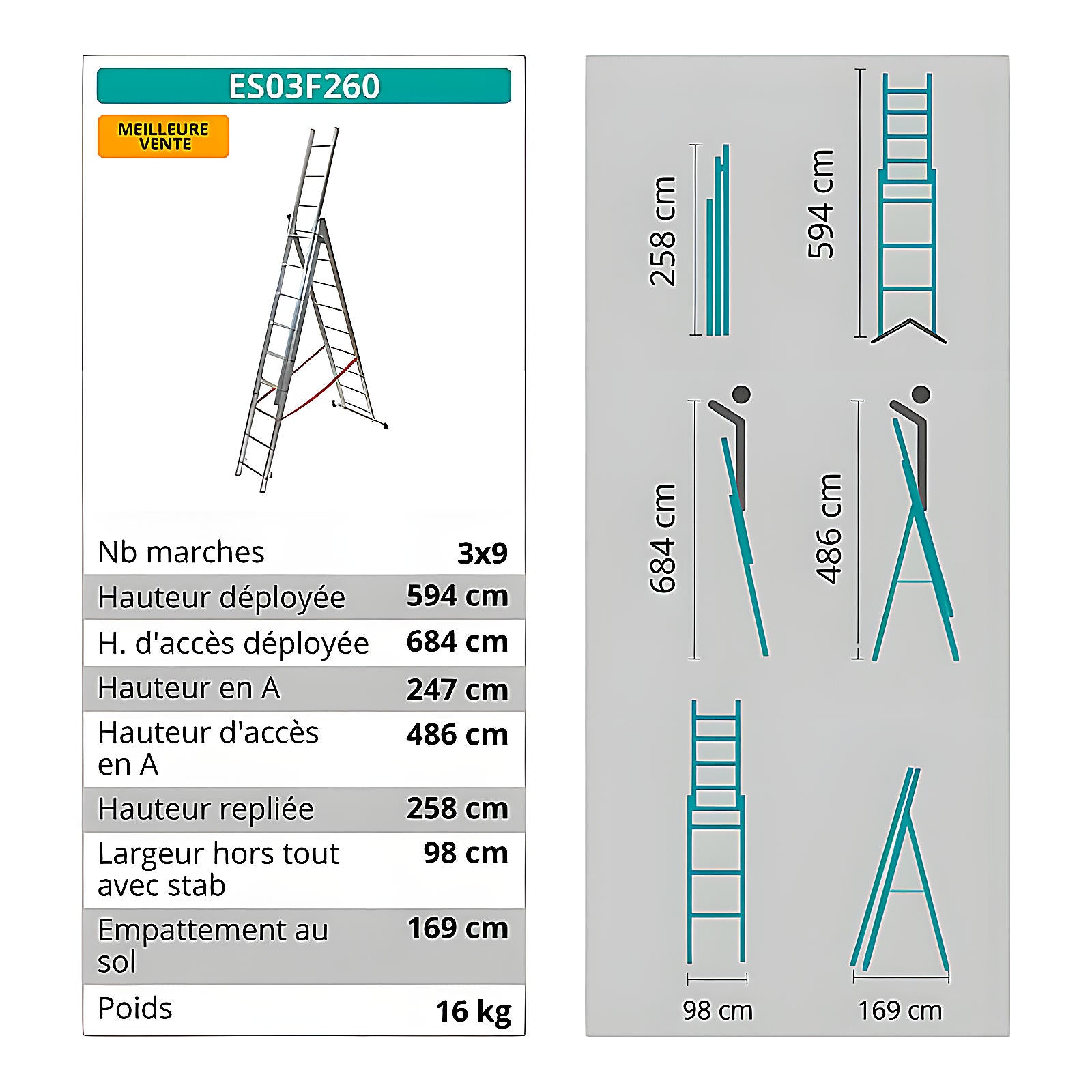 Échelle escalier 3 plans 8