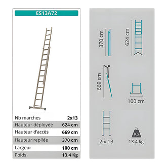 Échelle coulissante 2 plans 8m 12