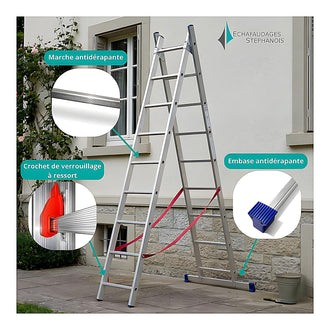 Echelle transformable en échelle double ou escabeau 4