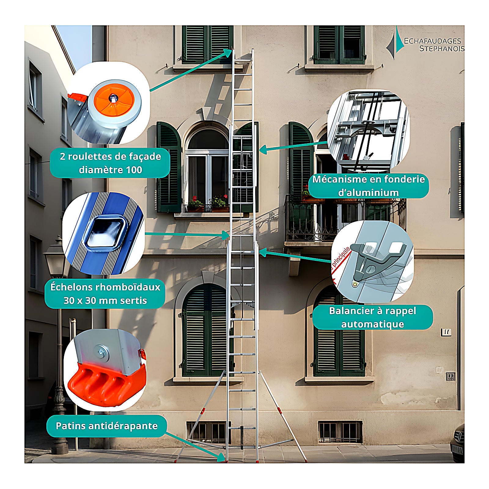 Echelle 3 plans avec corde 1